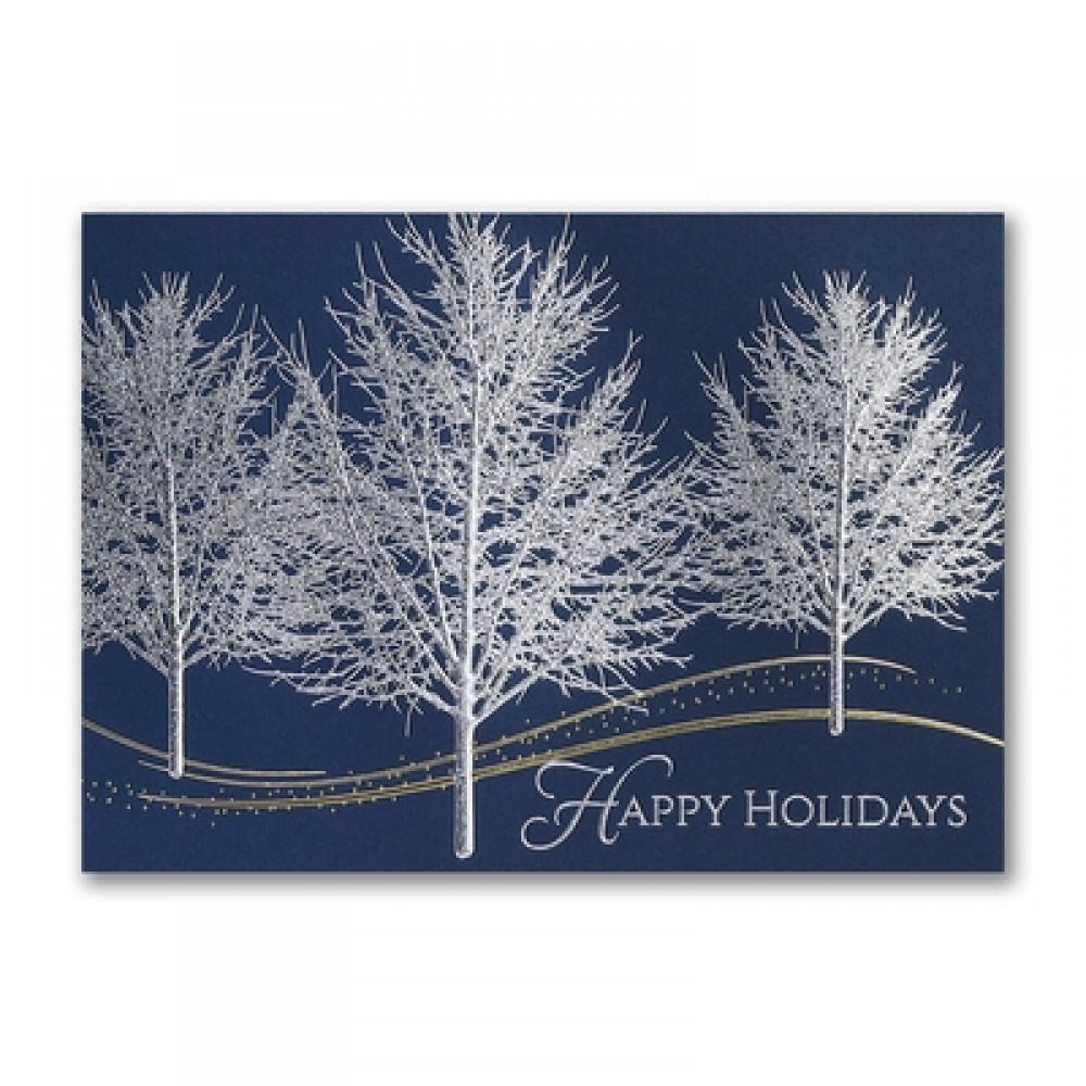 Logo Printed Glistening Trees Holiday Card Logo Printed Glistening Trees Holiday Card