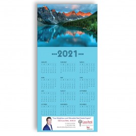 Z-Fold Personalized Greeting Calendar - Mountain Scene with Logo