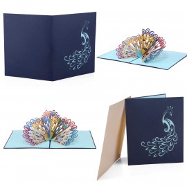 Custom Colored Peacock Pop up Card  Custom Colored Peacock Pop up Card