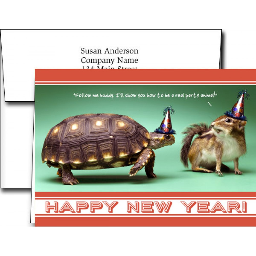 Promotional New Year Greeting Cards w/Imprinted Envelopes (5"x7")