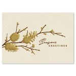 Gold Winter Greetings Holiday Card with Logo