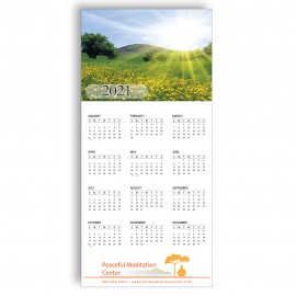 Z-Fold Personalized Greeting Calendar - Sunny Spring Meadow with Logo  Z-Fold Personalized Greeting Calendar - Sunny Spring Meadow with Logo