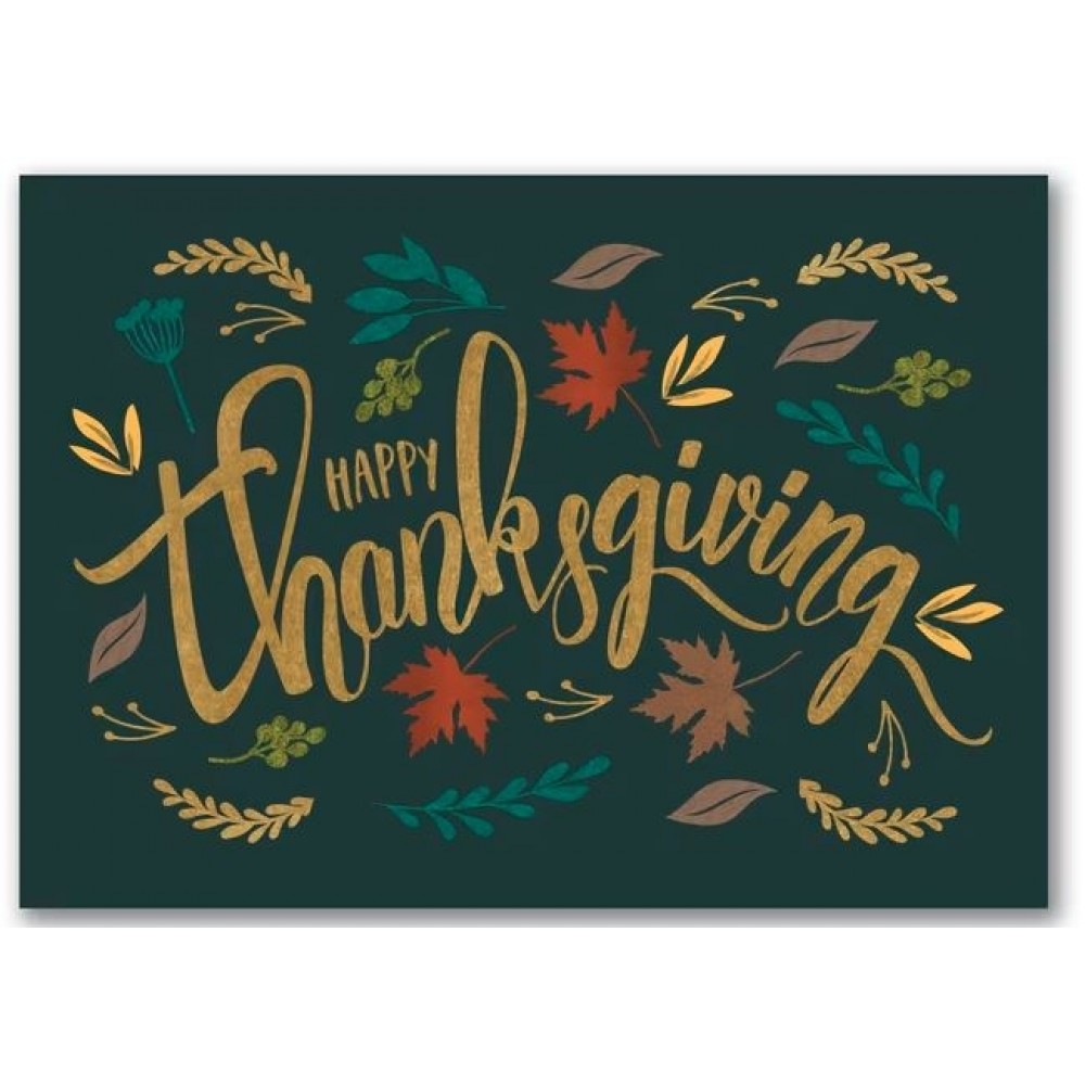 Leaves Aplenty Thanksgiving Card with Logo