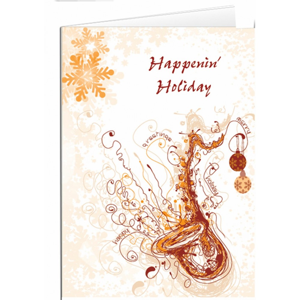 Personalized Happenin' Sax Holiday Greeting Card