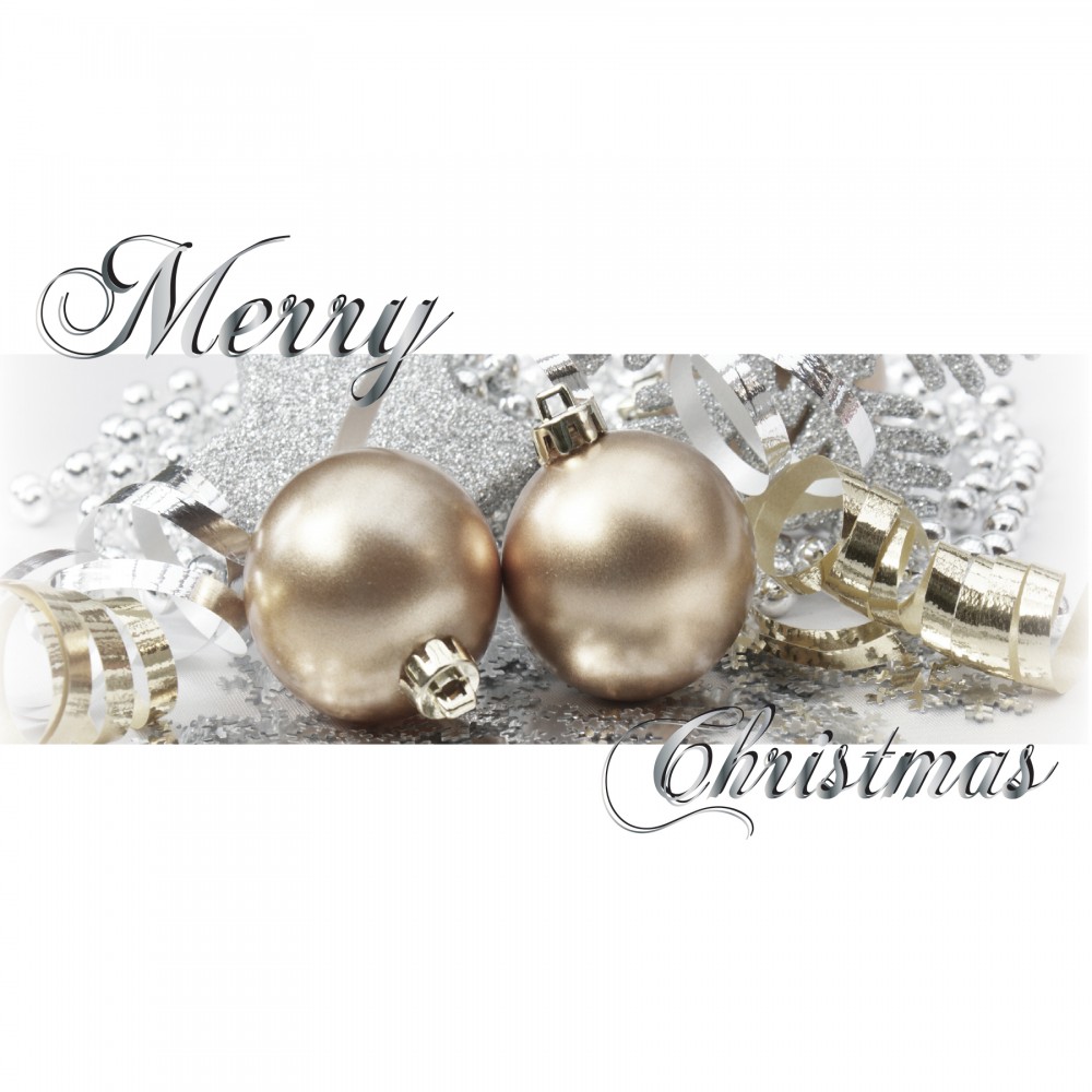 Silver & Gold Ornaments Greeting Card with Logo