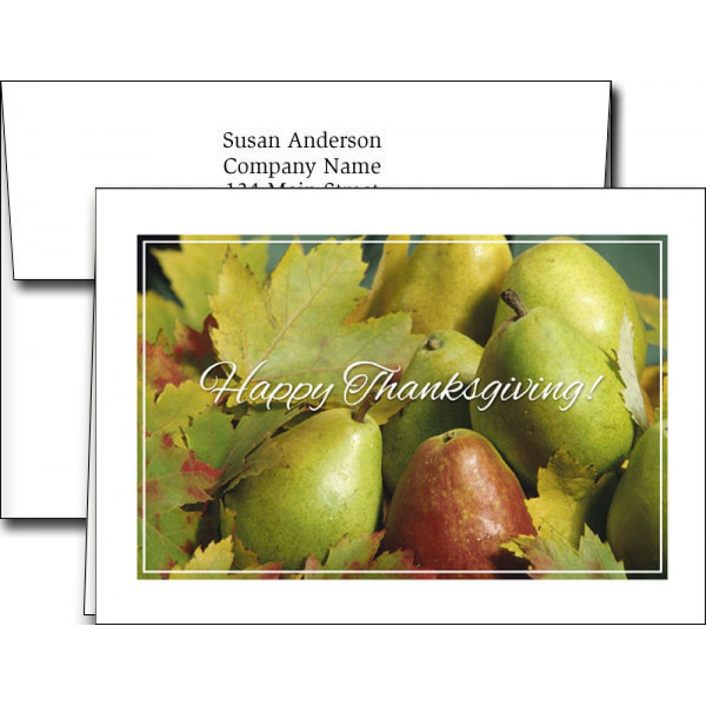 Logo Branded Thanksgiving Greeting Cards w/Imprinted Envelopes