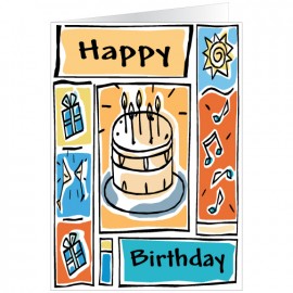 Birthday Cake Center Birthday Greeting Card - free song download with Logo