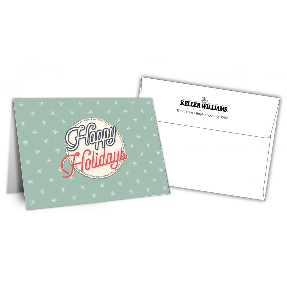 Personalized 5" x 7" Holiday Greeting Cards w/ Imprinted Envelopes - Happy Holidays