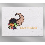 Personalized Give Thanks Floral Seed Paper Holiday Card w/o Inside Message