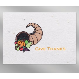 Personalized Give Thanks Floral Seed Paper Holiday Card w/o Inside Message  Personalized Give Thanks Floral Seed Paper Holiday Card w/o Inside Message