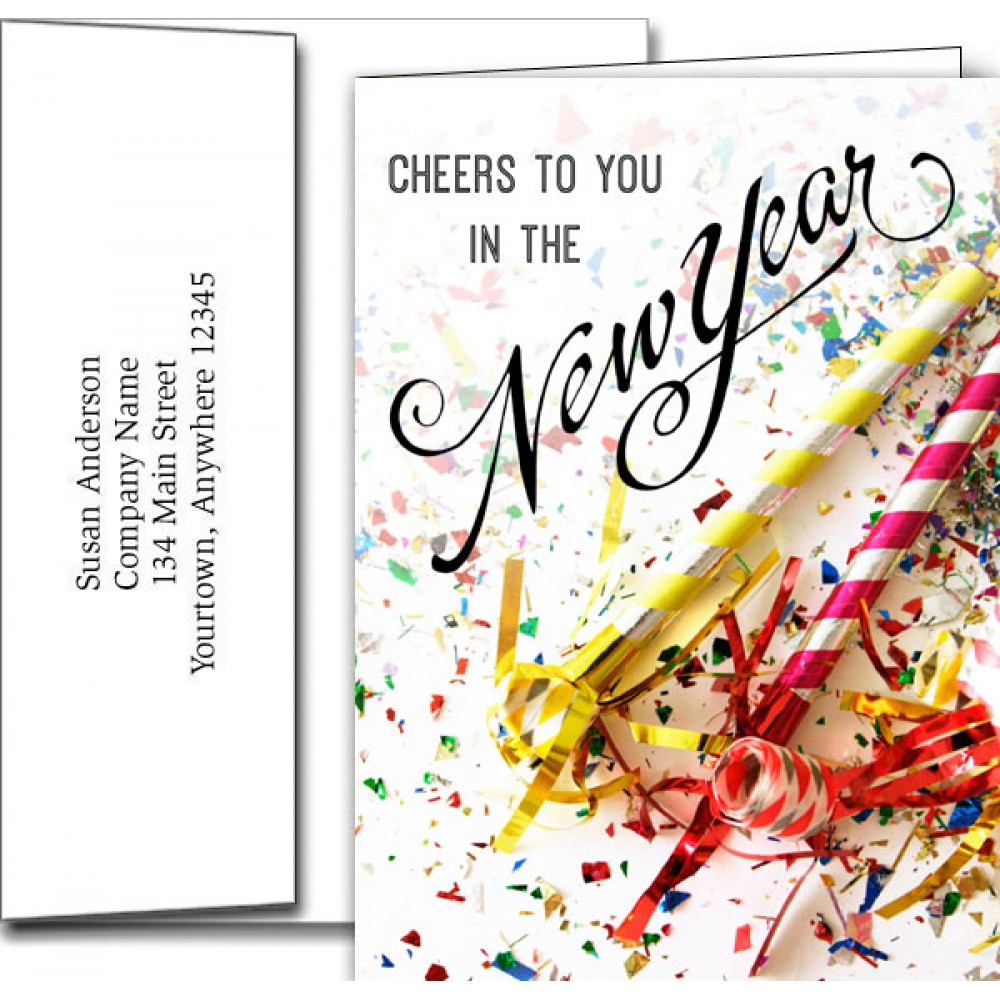 Promotional New Year Greeting Cards w/Imprinted Envelopes (5"x7")