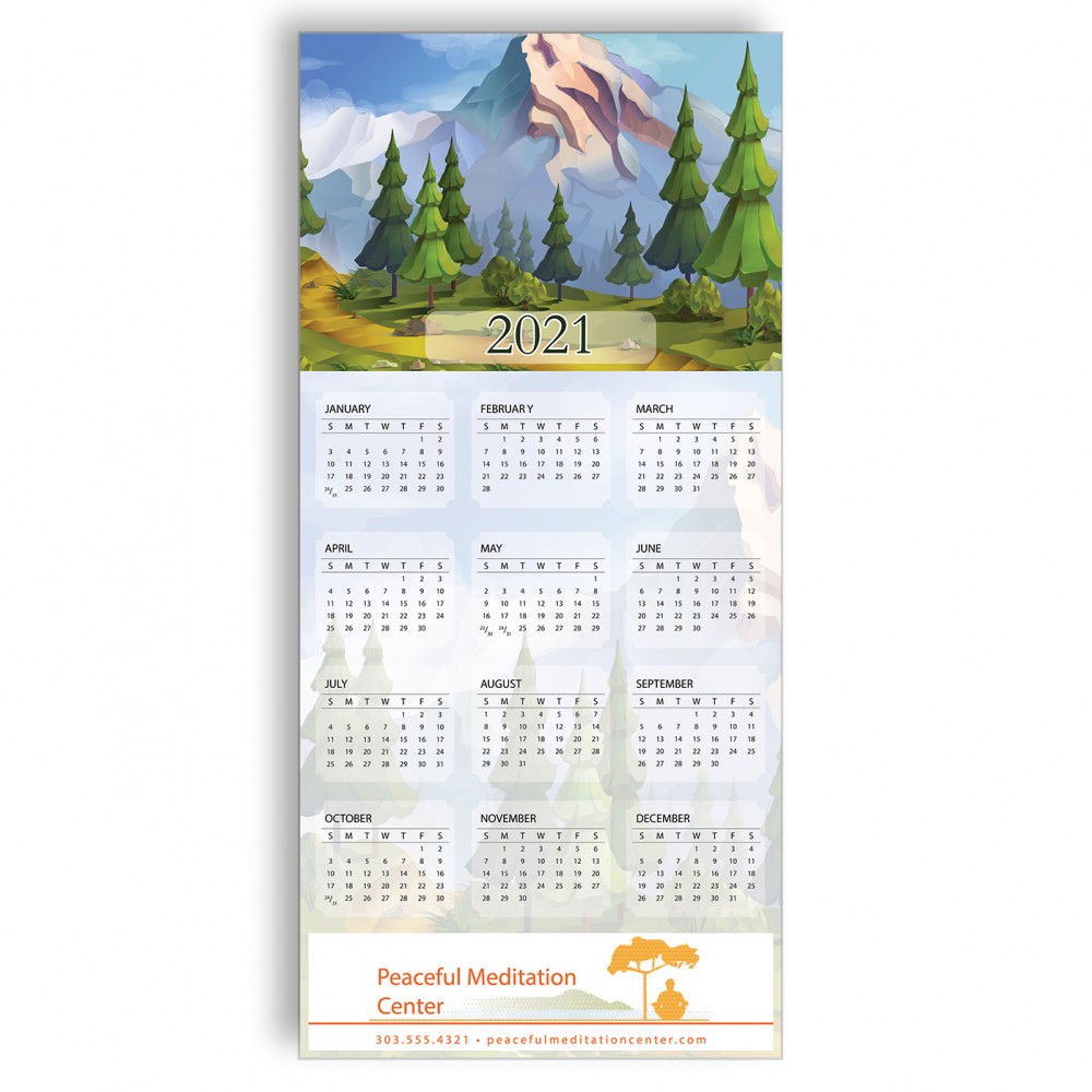Promotional Z-Fold Personalized Greeting Calendar - Forest Illustration
