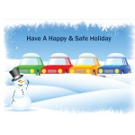 Snow Covered Cars Safe Holiday Greeting Card with Logo
