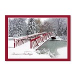 Snow Covered Bridge Holiday Card with Logo