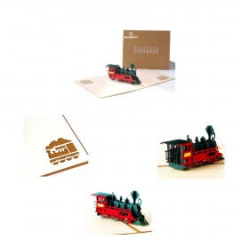 Personalized Paper Steam Train 3D Birthday Pop-up Card