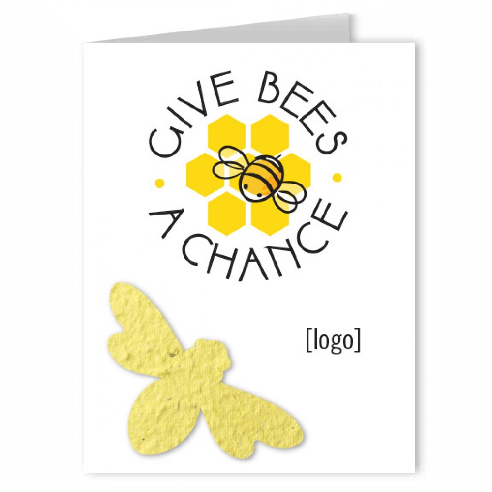 Logo Branded Save The Bees Seed Paper Greeting Card - Design D