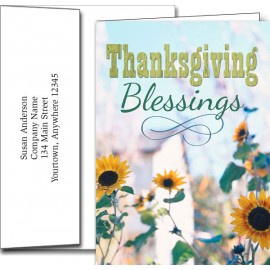 Logo Branded Thanksgiving Greeting Cards w/Imprinted Envelopes