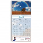 Z-Fold Personalized Greeting Calendar - Rainbow Meadow with Logo