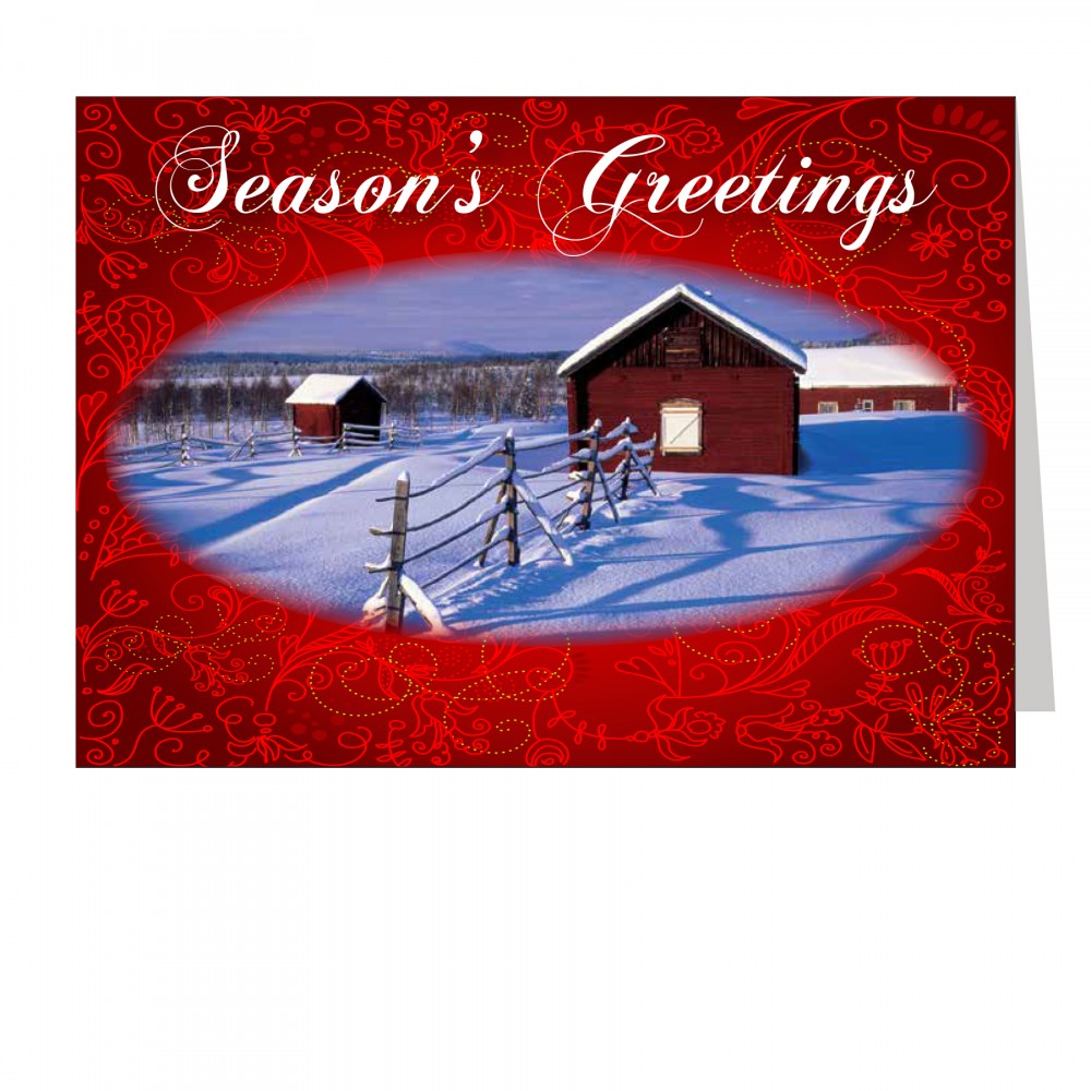 Custom Rural Barn Holiday Greeting Card