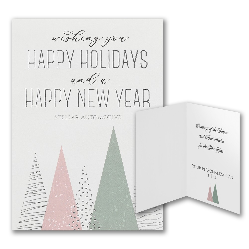 Happy Trees Holiday Card Custom Imprinted Happy Trees Holiday Card Custom Imprinted