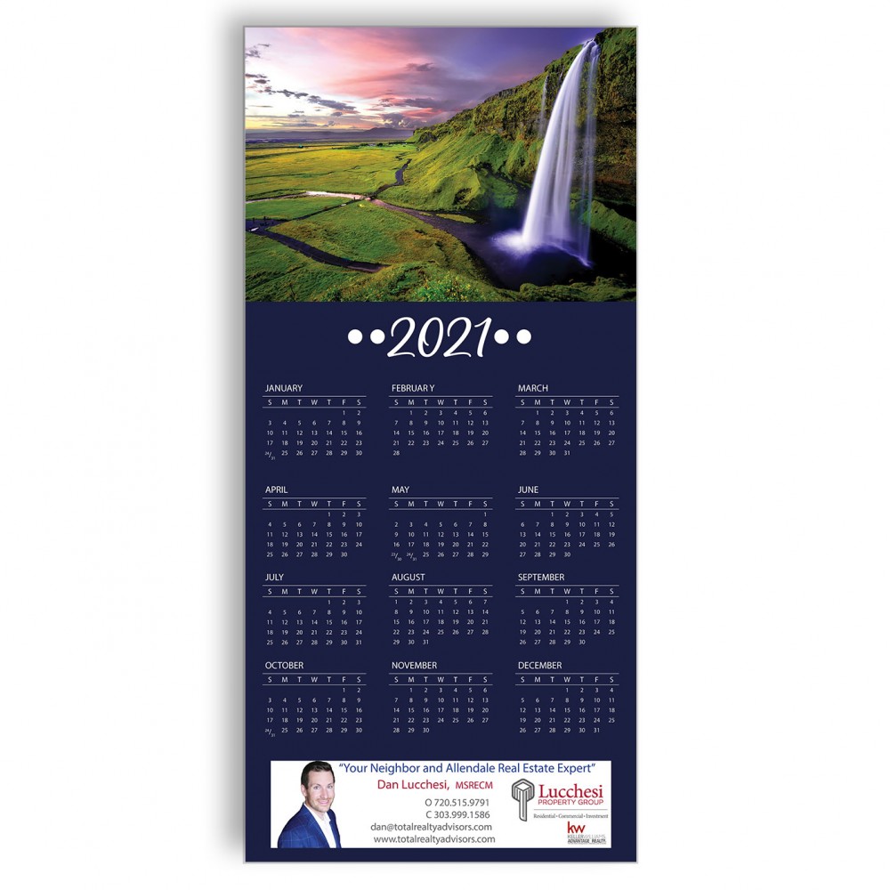Custom Z-Fold Personalized Greeting Calendar - Waterfall Custom Z-Fold Personalized Greeting Calendar - Waterfall