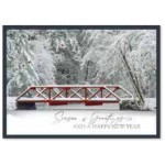 Winter Railroad Bridge Holiday Card with Logo