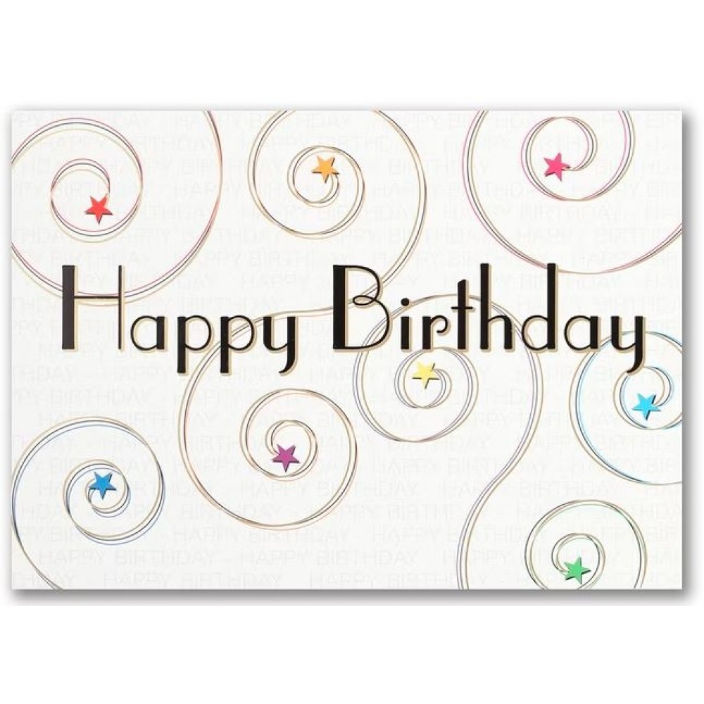 Logo Branded Birthday Stars & Swirls Birthday Card