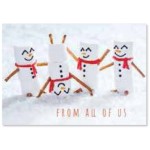 Marshmallow Snowmen Holiday Card with Logo