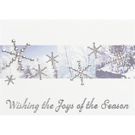 Personalized Classic-Silver Snowflakes Holiday Greeting Card