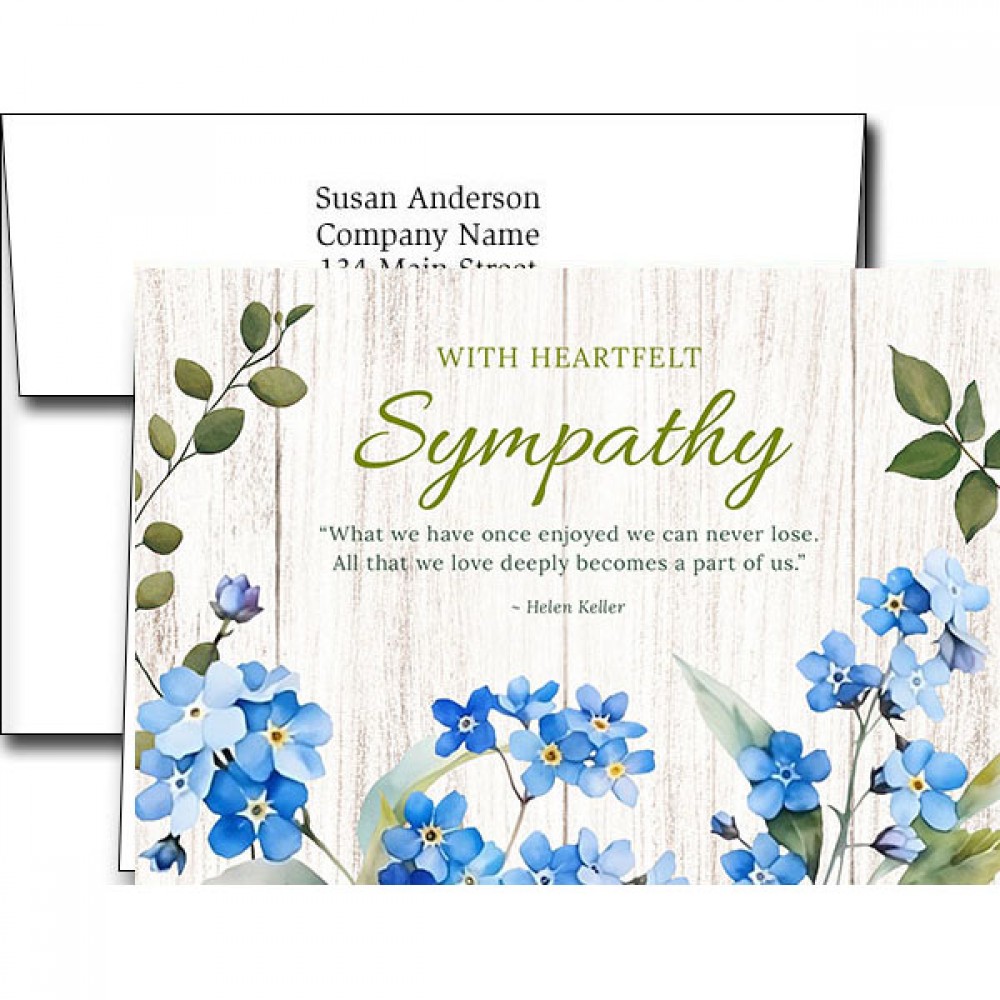 Custom Sympathy Greeting Cards w/Imprinted Envelopes