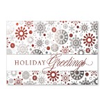 Red & Silver Snowflakes Card Custom Imprinted