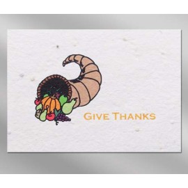 Give Thanks Floral Seed Paper Holiday Card w/ Stock or Custom Message with Logo