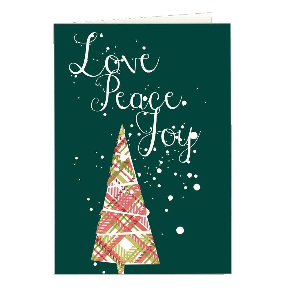 Full Color Holiday Cards; Love Peace Joy with Logo