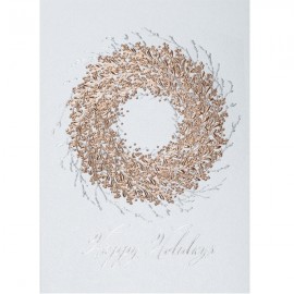 Rose Gold Wreath Holiday Card with Logo  Rose Gold Wreath Holiday Card with Logo