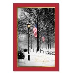 Patriotic Winter Path Holiday Card with Logo