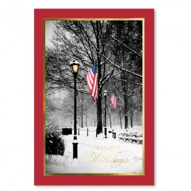 Logo Branded Patriotic Winter Path Holiday Card  Logo Branded Patriotic Winter Path Holiday Card