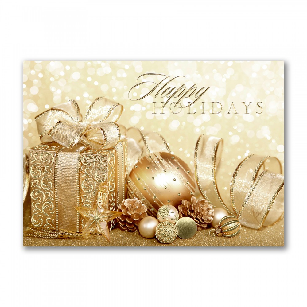 Logo Printed Happy Holidays Gold Holiday Card Logo Printed Happy Holidays Gold Holiday Card