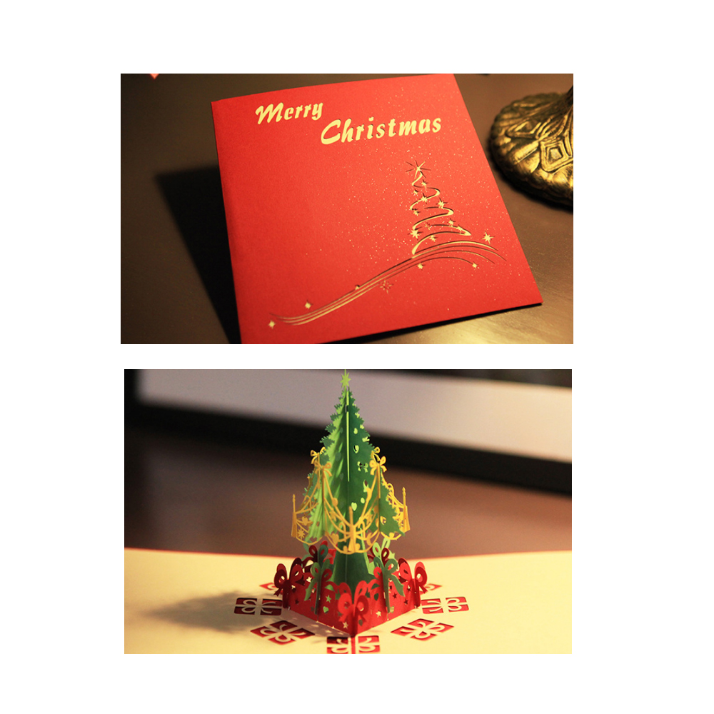Tree Shaped Stereo Greeting Card Logo Printed Tree Shaped Stereo Greeting Card Logo Printed