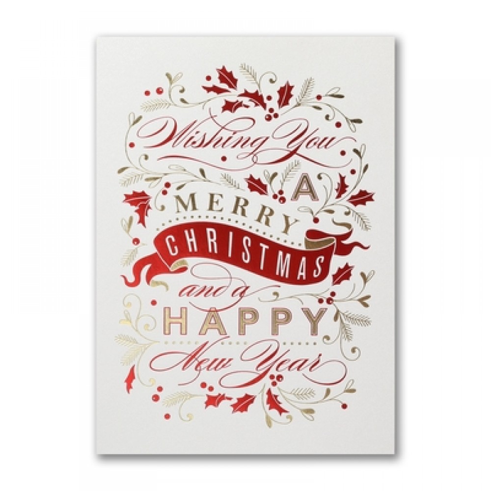 Custom Imprinted Merry Christmas Banner Holiday Card Custom Imprinted Merry Christmas Banner Holiday Card
