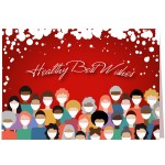 Masked Group Covid-19 Holiday Greeting Card with Logo