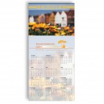 Z-Fold Personalized Greeting Calendar - Daisy Houses with Logo