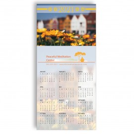 Z-Fold Personalized Greeting Calendar - Daisy Houses with Logo  Z-Fold Personalized Greeting Calendar - Daisy Houses with Logo