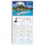 Z-Fold Personalized Greeting Calendar - Mountain Ocean Scene with Logo