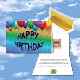Personalized Cloud Nine Birthday Music Download Multicolor Greeting Card w/ Happy Birthday Balloons