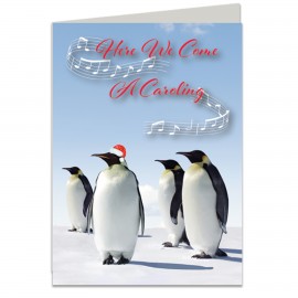 Promotional Caroling Penguins Holiday Greeting Card  Promotional Caroling Penguins Holiday Greeting Card