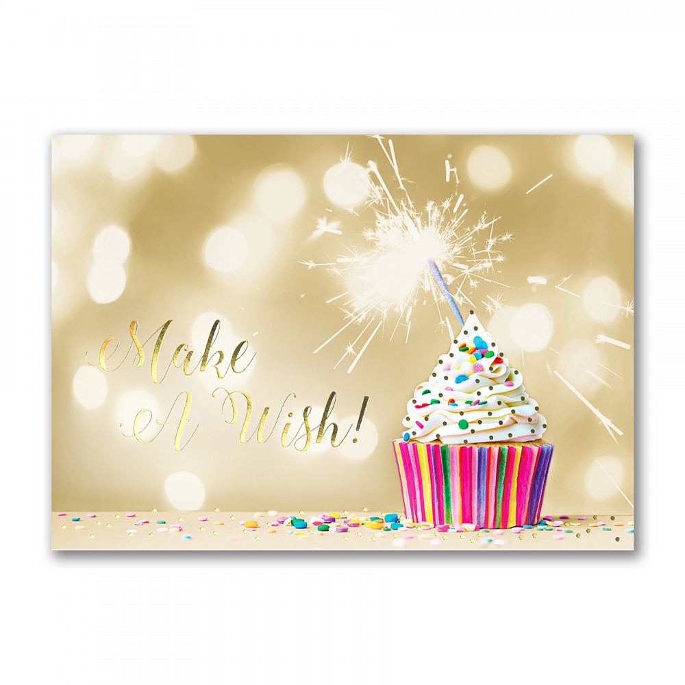 Make a Wish Cupcake Birthday Card Logo Printed Make a Wish Cupcake Birthday Card Logo Printed