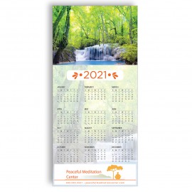 Logo Branded Z-Fold Personalized Greeting Calendar - Forest Waterfall  Logo Branded Z-Fold Personalized Greeting Calendar - Forest Waterfall