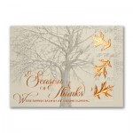 Copper Leaves of Thanks Thanksgiving Card Custom Imprinted