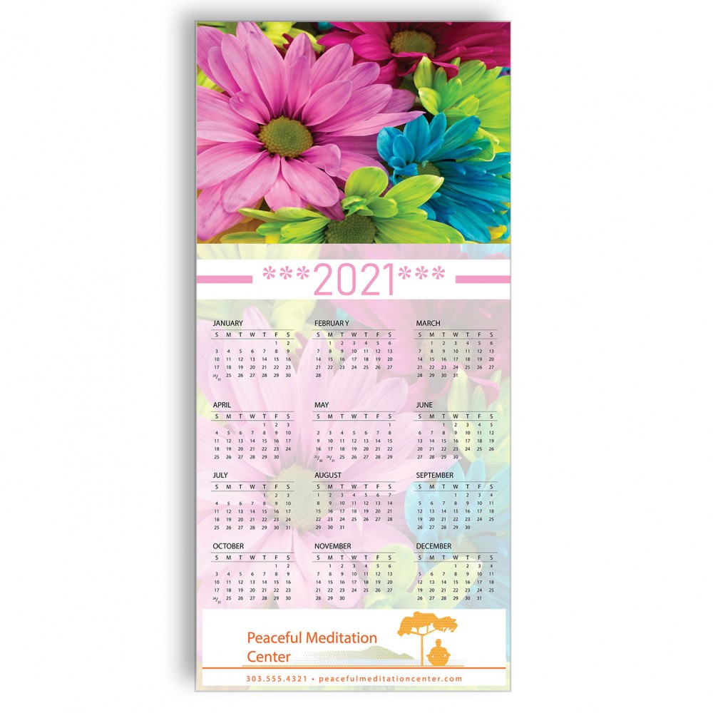 Customized Z-Fold Personalized Greeting Calendar - Flowers Customized Z-Fold Personalized Greeting Calendar - Flowers
