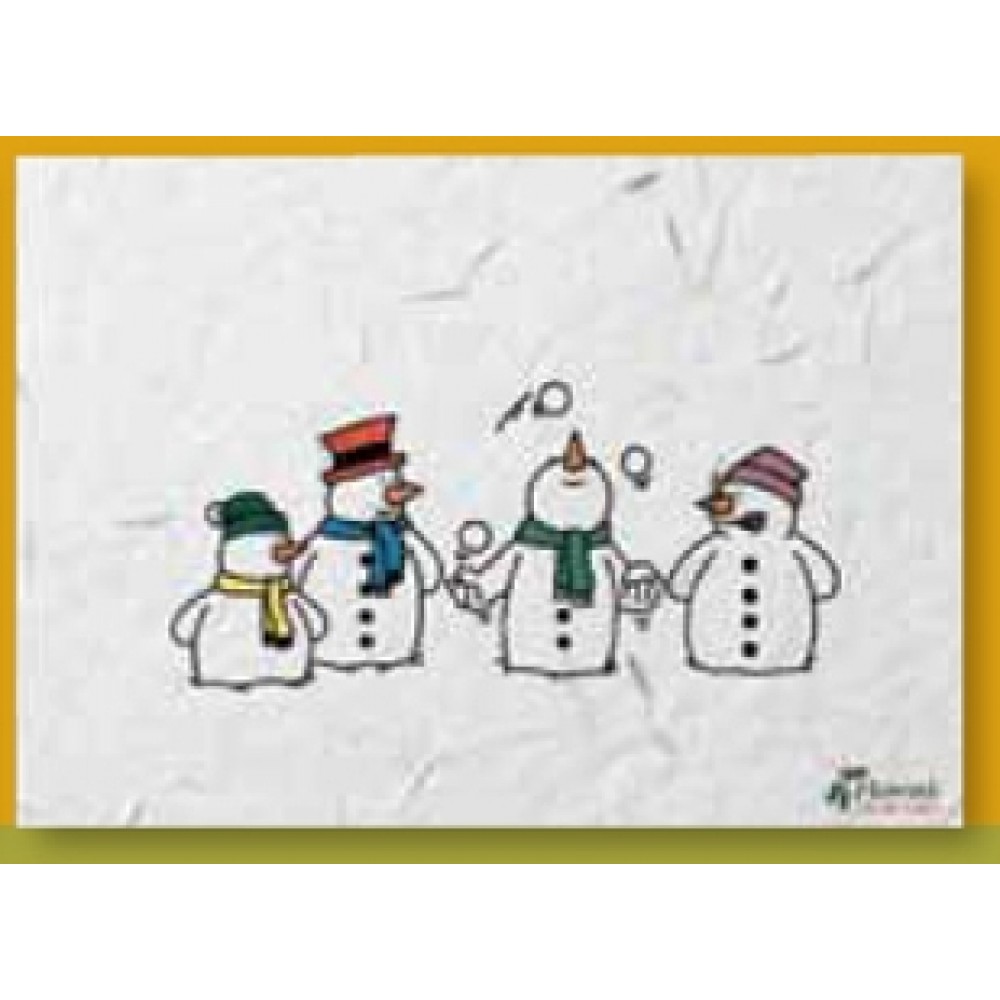 Promotional 4 Snowmen Floral Seed Paper Holiday Seasons Card w/ Stock or Custom Message